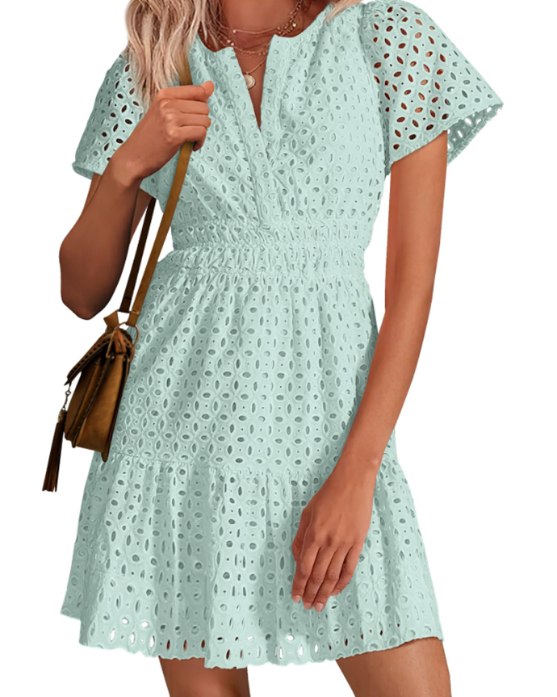 Barbara – Vestito Corto Con Scollo A V E Linea A-Line Con Volant