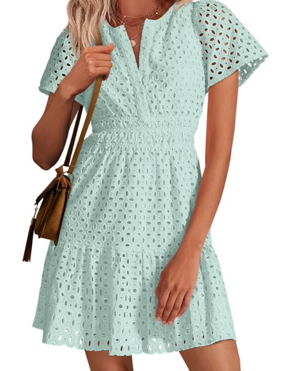 Barbara – Vestito Corto Con Scollo A V E Linea A-Line Con Volant