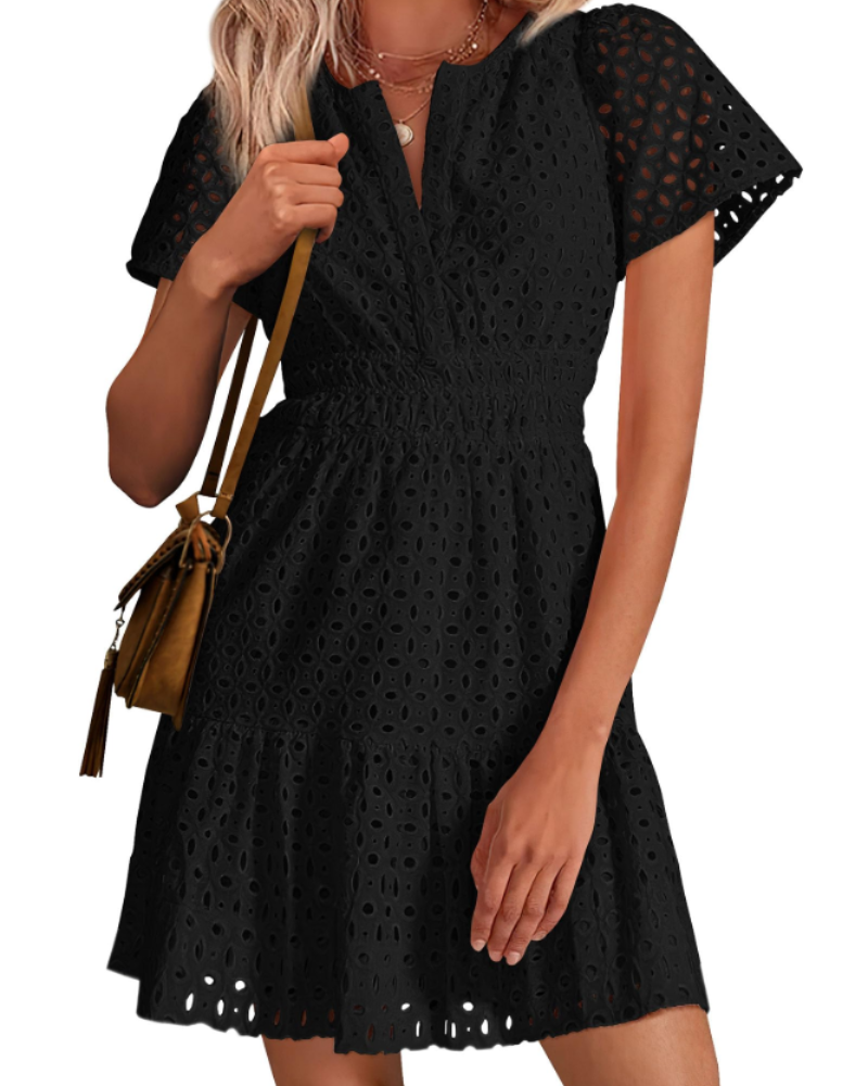 Barbara – Vestito Corto Con Scollo A V E Linea A-Line Con Volant
