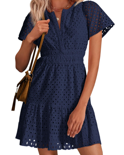Barbara – Vestito Corto Con Scollo A V E Linea A-Line Con Volant