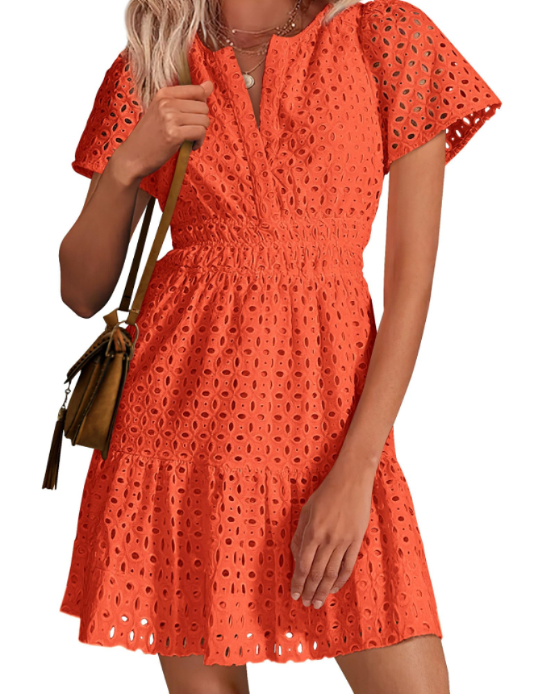 Barbara – Vestito Corto Con Scollo A V E Linea A-Line Con Volant