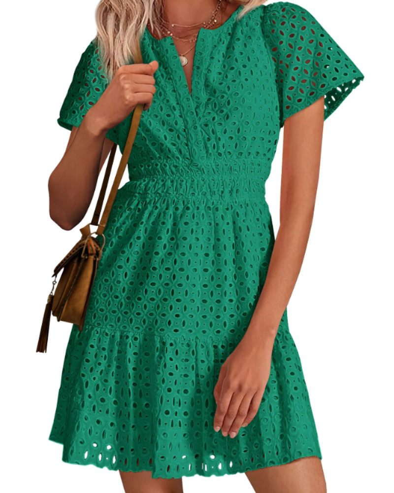 Barbara – Vestito Corto Con Scollo A V E Linea A-Line Con Volant