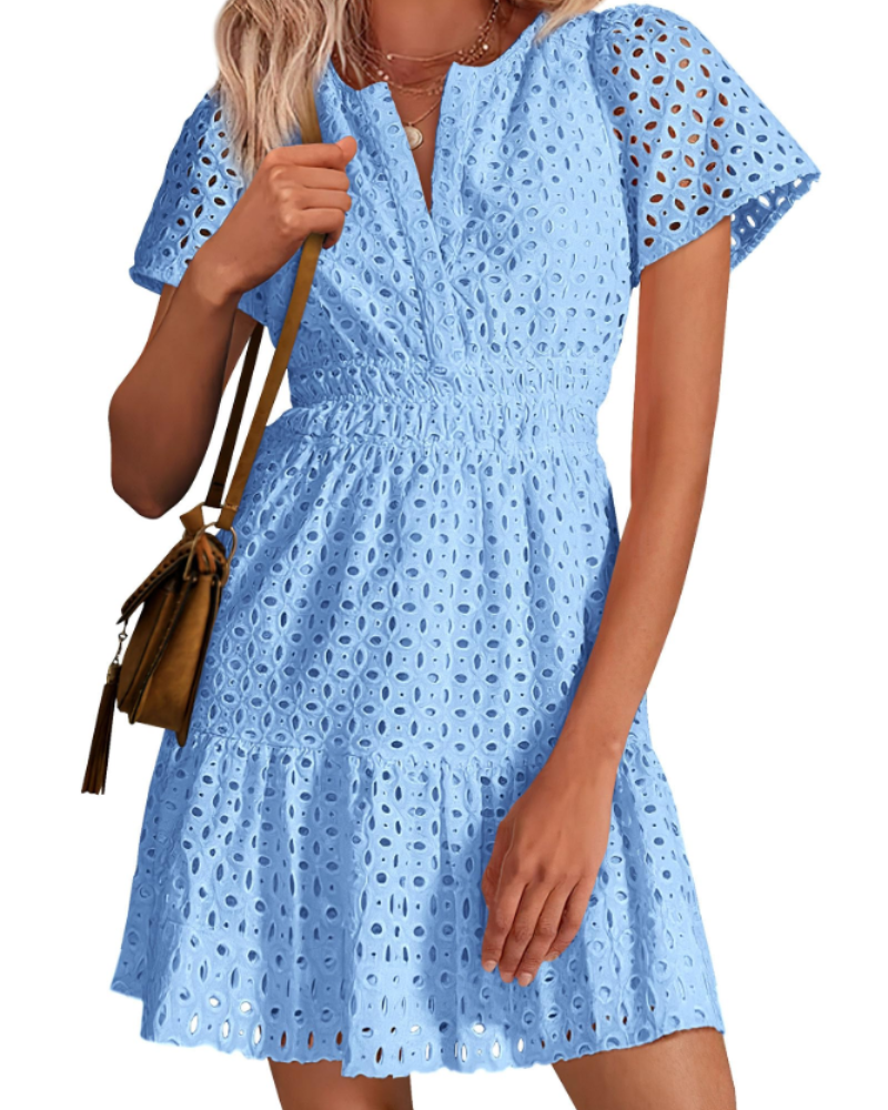 Barbara – Vestito Corto Con Scollo A V E Linea A-Line Con Volant