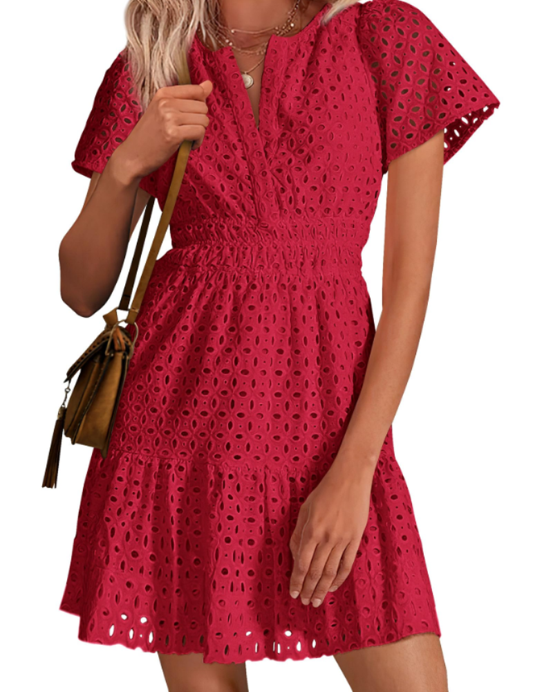 Barbara – Vestito Corto Con Scollo A V E Linea A-Line Con Volant