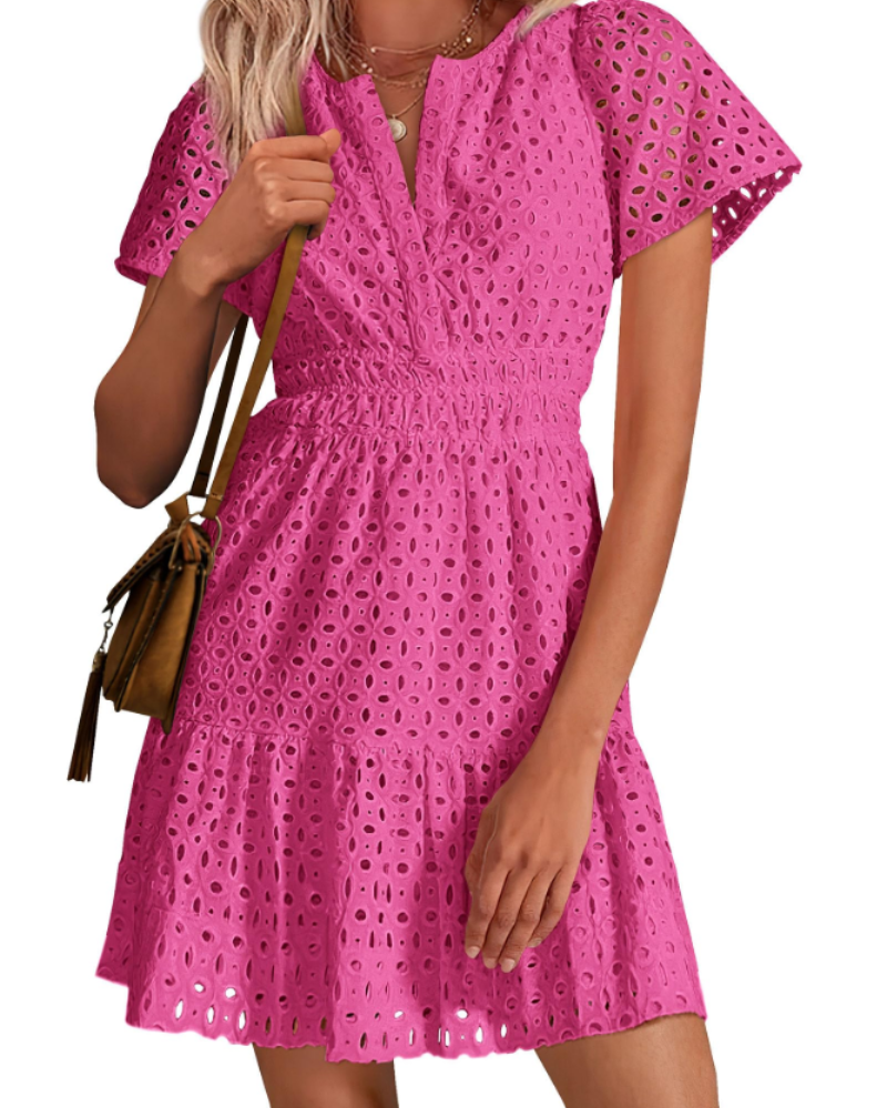 Barbara – Vestito Corto Con Scollo A V E Linea A-Line Con Volant