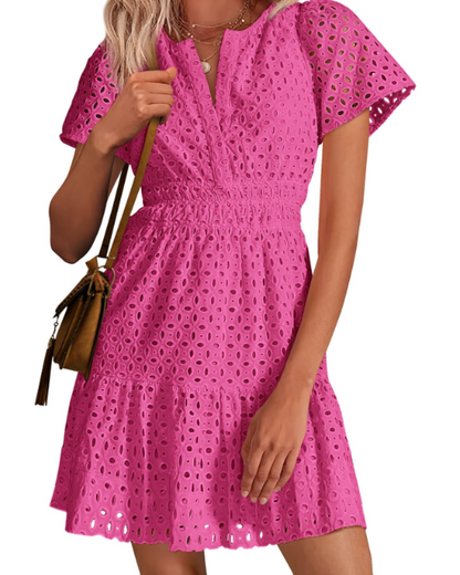 Barbara – Vestito Corto Con Scollo A V E Linea A-Line Con Volant