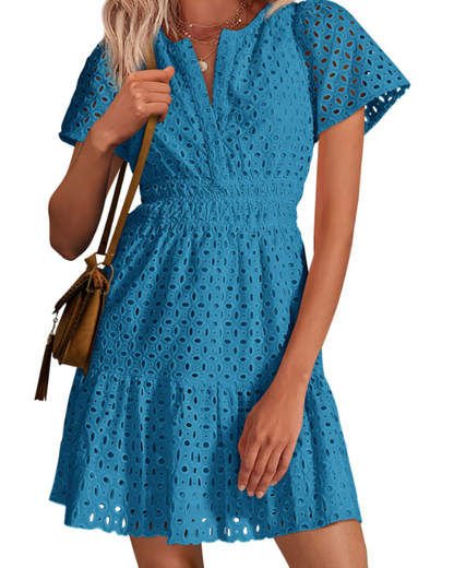 Barbara – Vestito Corto Con Scollo A V E Linea A-Line Con Volant