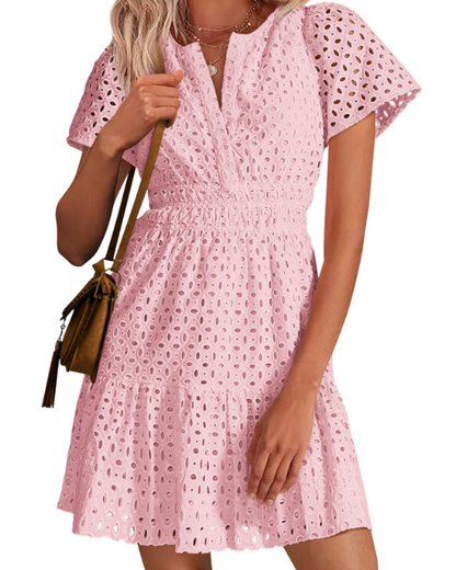 Barbara – Vestito Corto Con Scollo A V E Linea A-Line Con Volant