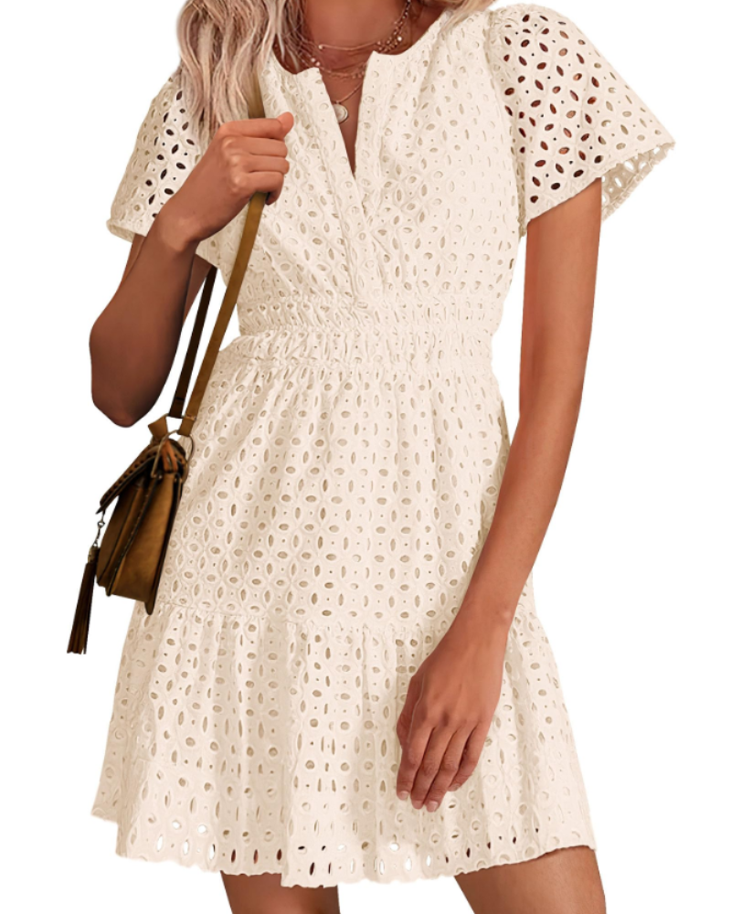 Barbara – Vestito Corto Con Scollo A V E Linea A-Line Con Volant