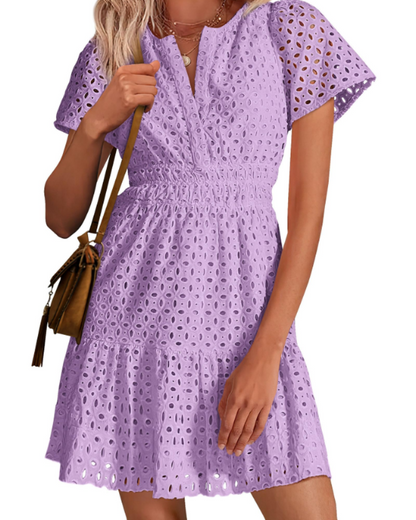 Barbara – Vestito Corto Con Scollo A V E Linea A-Line Con Volant