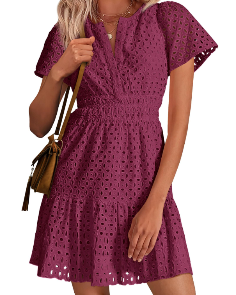 Barbara – Vestito Corto Con Scollo A V E Linea A-Line Con Volant
