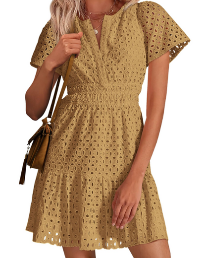 Barbara – Vestito Corto Con Scollo A V E Linea A-Line Con Volant
