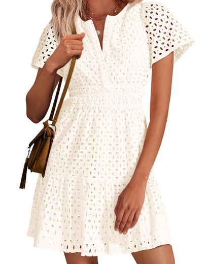 Barbara – Vestito Corto Con Scollo A V E Linea A-Line Con Volant