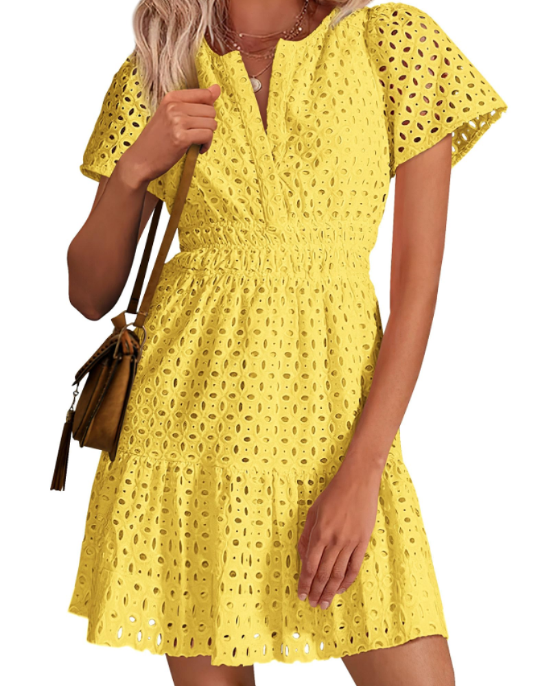 Barbara – Vestito Corto Con Scollo A V E Linea A-Line Con Volant