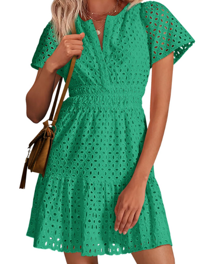 Barbara – Vestito Corto Con Scollo A V E Linea A-Line Con Volant