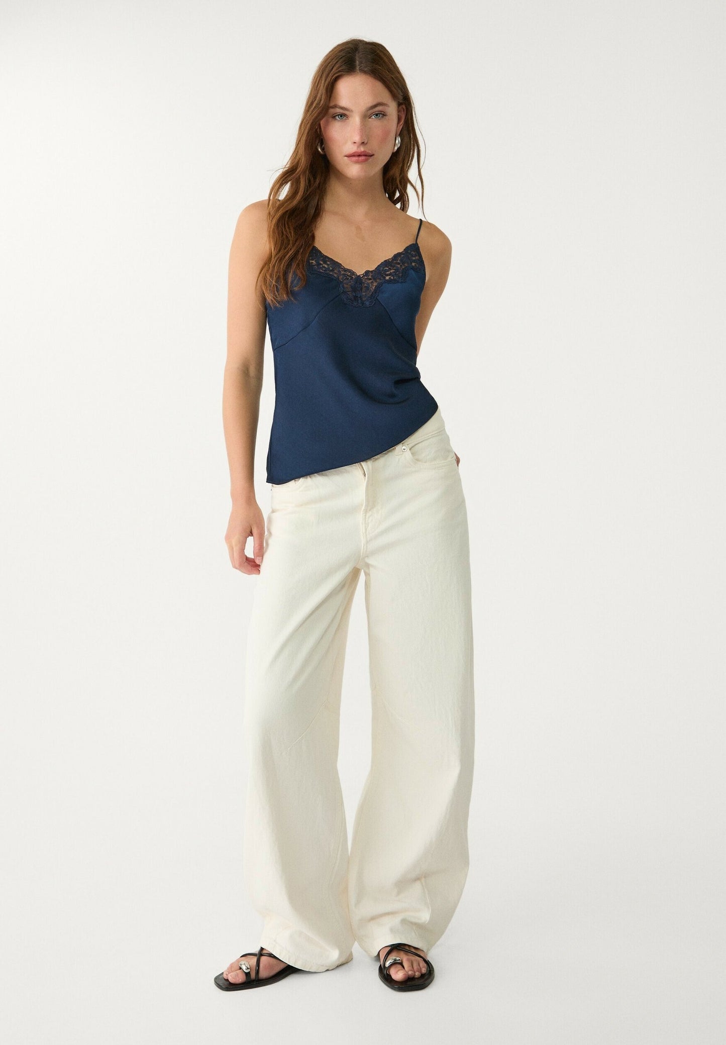 Hera – Top Blu Scuro Melangiato Casual Chic