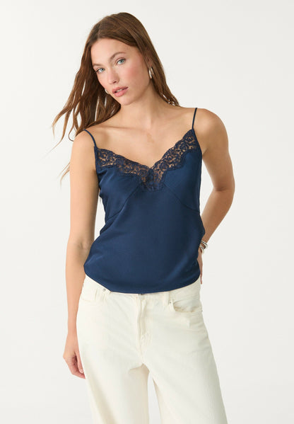 Hera – Top Blu Scuro Melangiato Casual Chic
