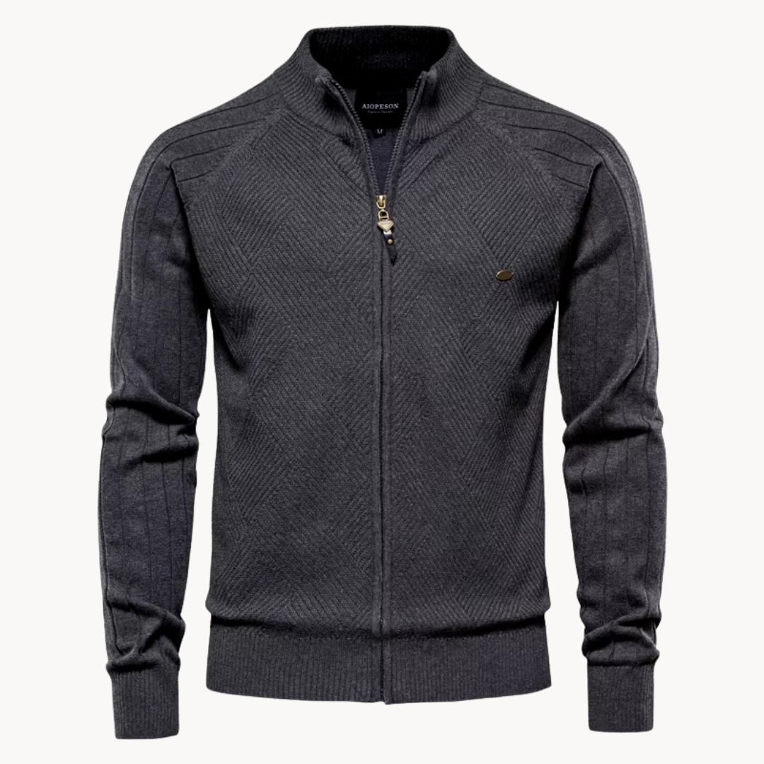 Damiano - Cardigan Uomo Con Zip Collo Alto