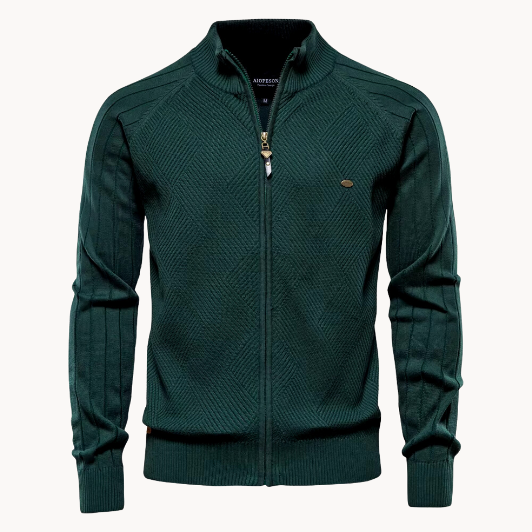 Damiano - Cardigan Uomo Con Zip Collo Alto