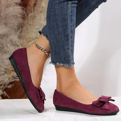 Hilaria – Scarpe Piatte Traspiranti con Fiocco per Donna Rosso Vino