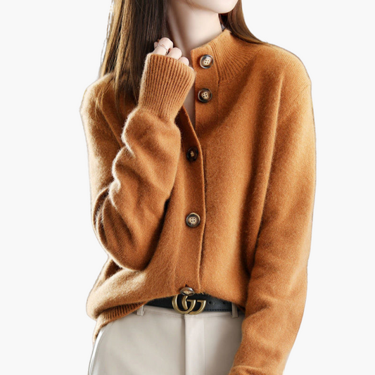 Hilda - Cardigan Donna in Morbido Tessuto con Bottoni Arancione 
