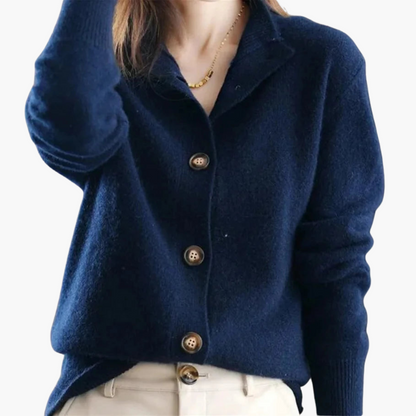  Hilda - Cardigan Donna in Morbido Tessuto con Bottoni Navy