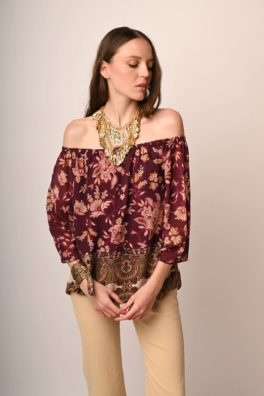 Hilde – Blusa Etnica con Spalle Scoperte Boho Chic 1