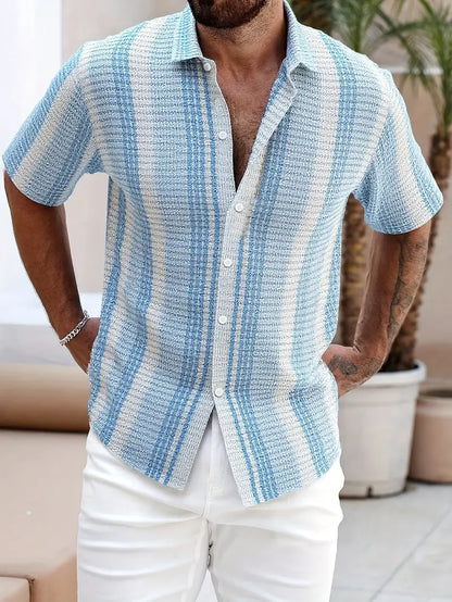 Harvino - Camicia Uomo Maniche Corte Casual Estiva Elegante
