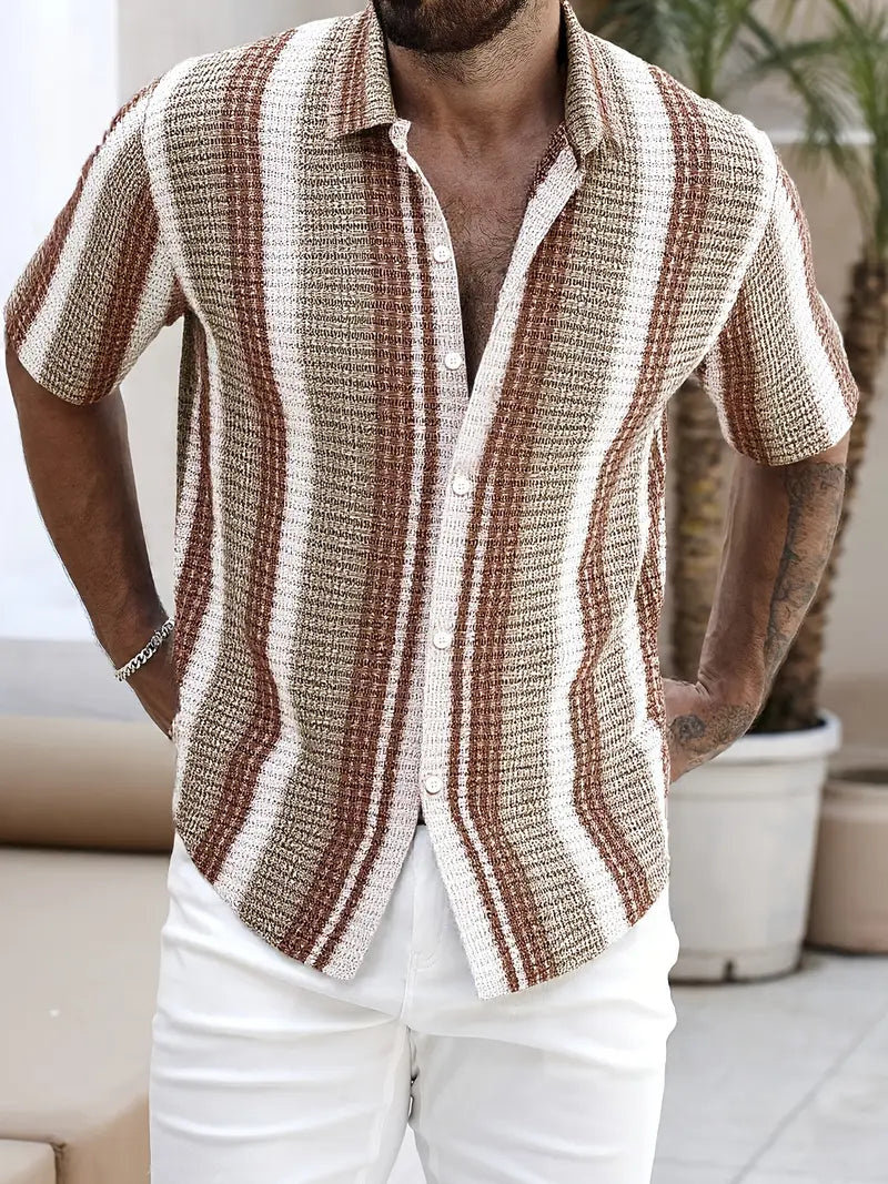 Harvino - Camicia Uomo Maniche Corte Casual Estiva Elegante