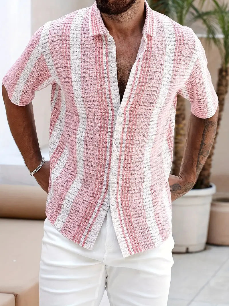 Harvino - Camicia Uomo Maniche Corte Casual Estiva Elegante
