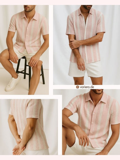 Harvino - Camicia Uomo Maniche Corte Casual Estiva Elegante
