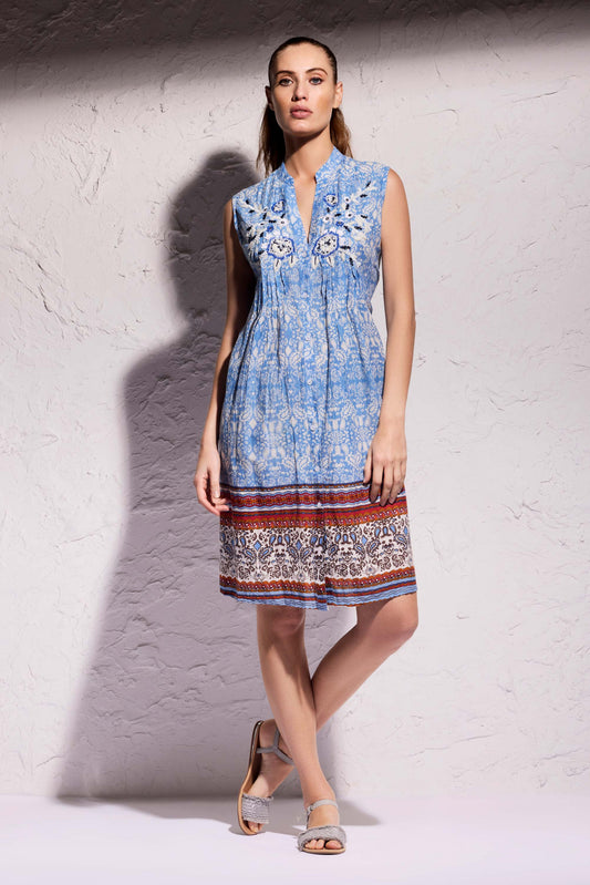 Quinzia - Abito Smanicato Donna Paisley Elegante Moderno