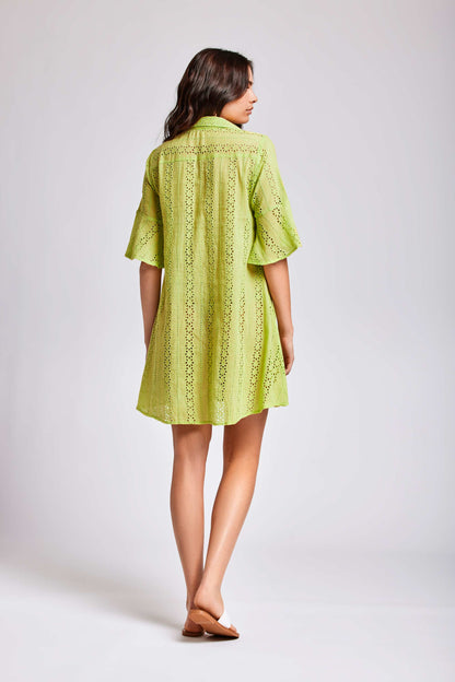 Quinzera - Abito Camicia Pizzo Pregiato Donna Elegante Romantico