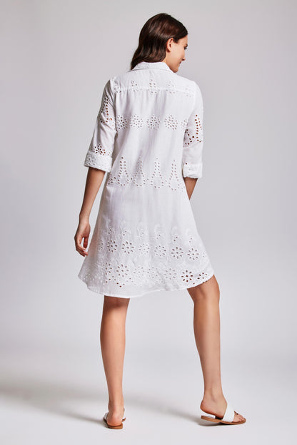 Quinara - Abito Camicia Ricamato Elegante Donna Chic