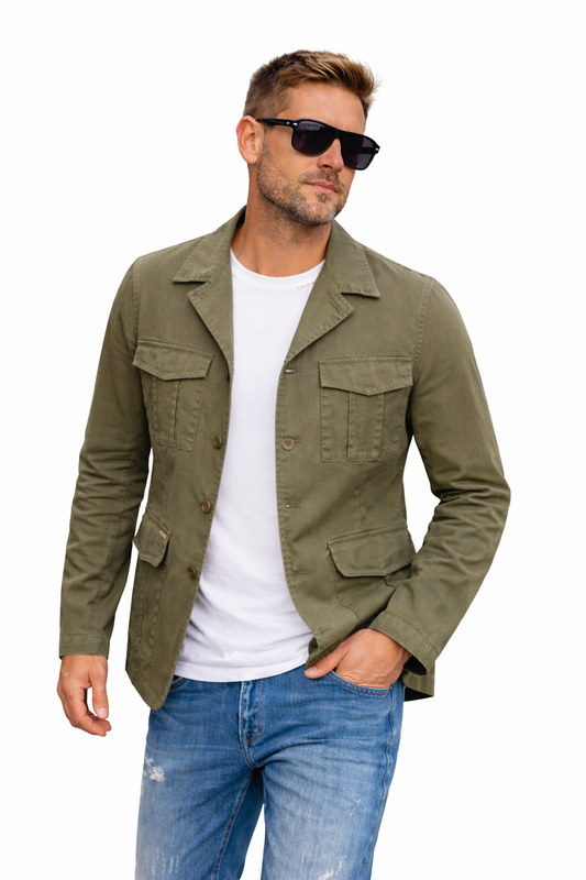 Dino - Polo Verde Military Strutturata Uomo Contemporanea