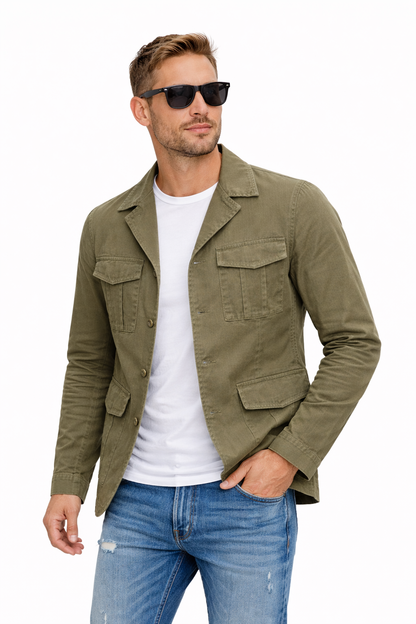 Dino - Polo Verde Military Strutturata Uomo Contemporanea