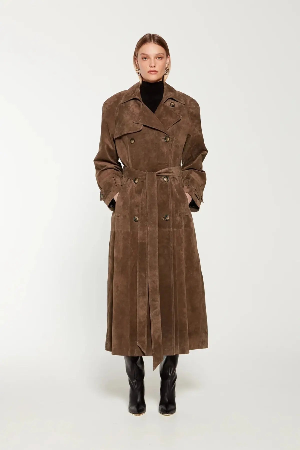 Nadia - Trench in Pelle Scamosciata Elegante e Moderno