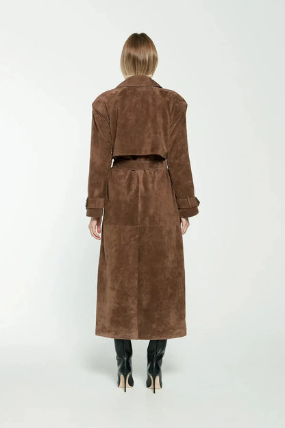 Nadia - Trench in Pelle Scamosciata Elegante e Moderno