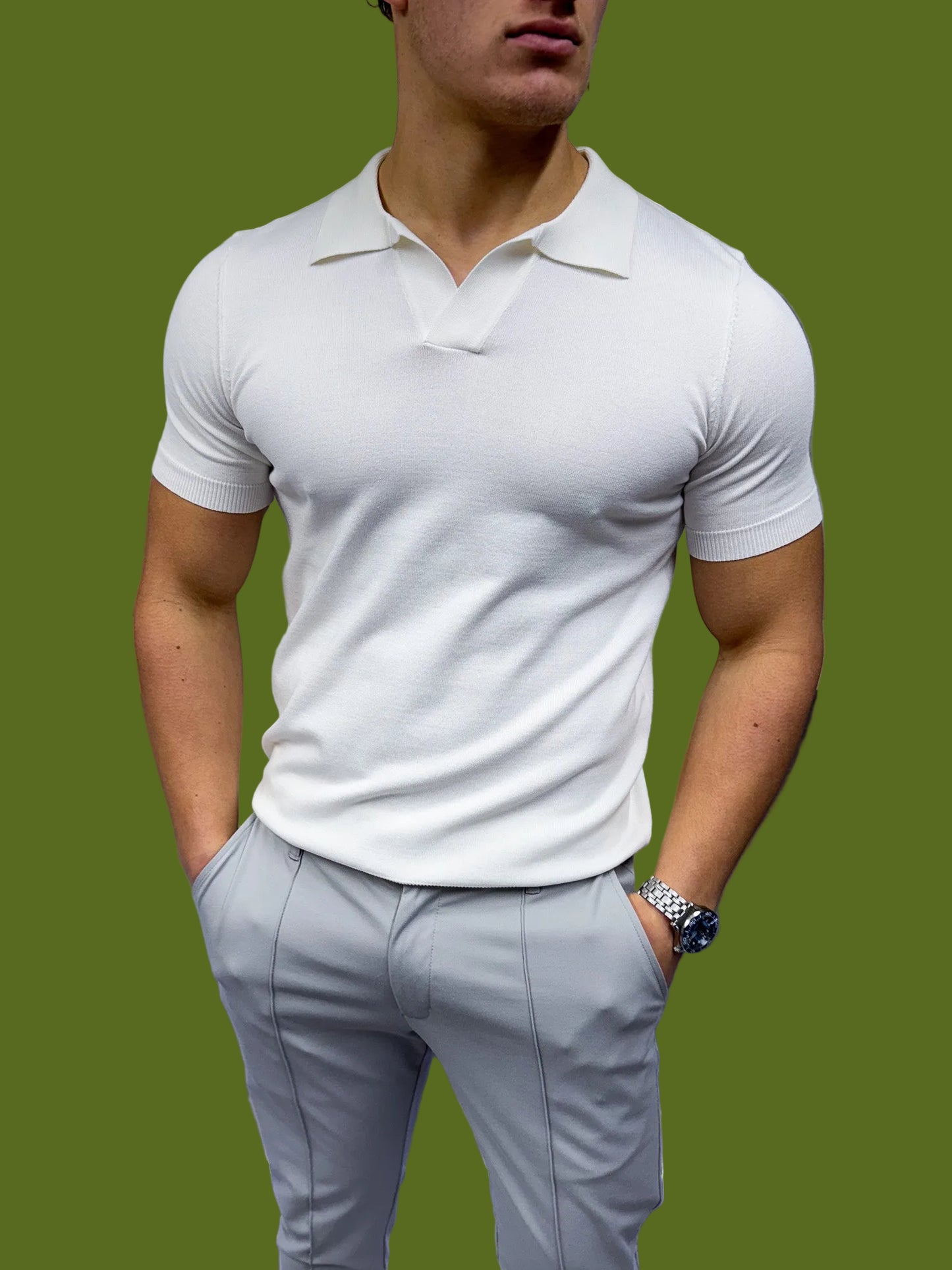 Jeremy - Polo Uomo Bianca Colletto Elegante Classica