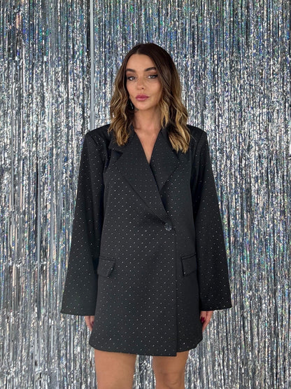Jasmin – Blazer Over Kimono Con Strass Nero