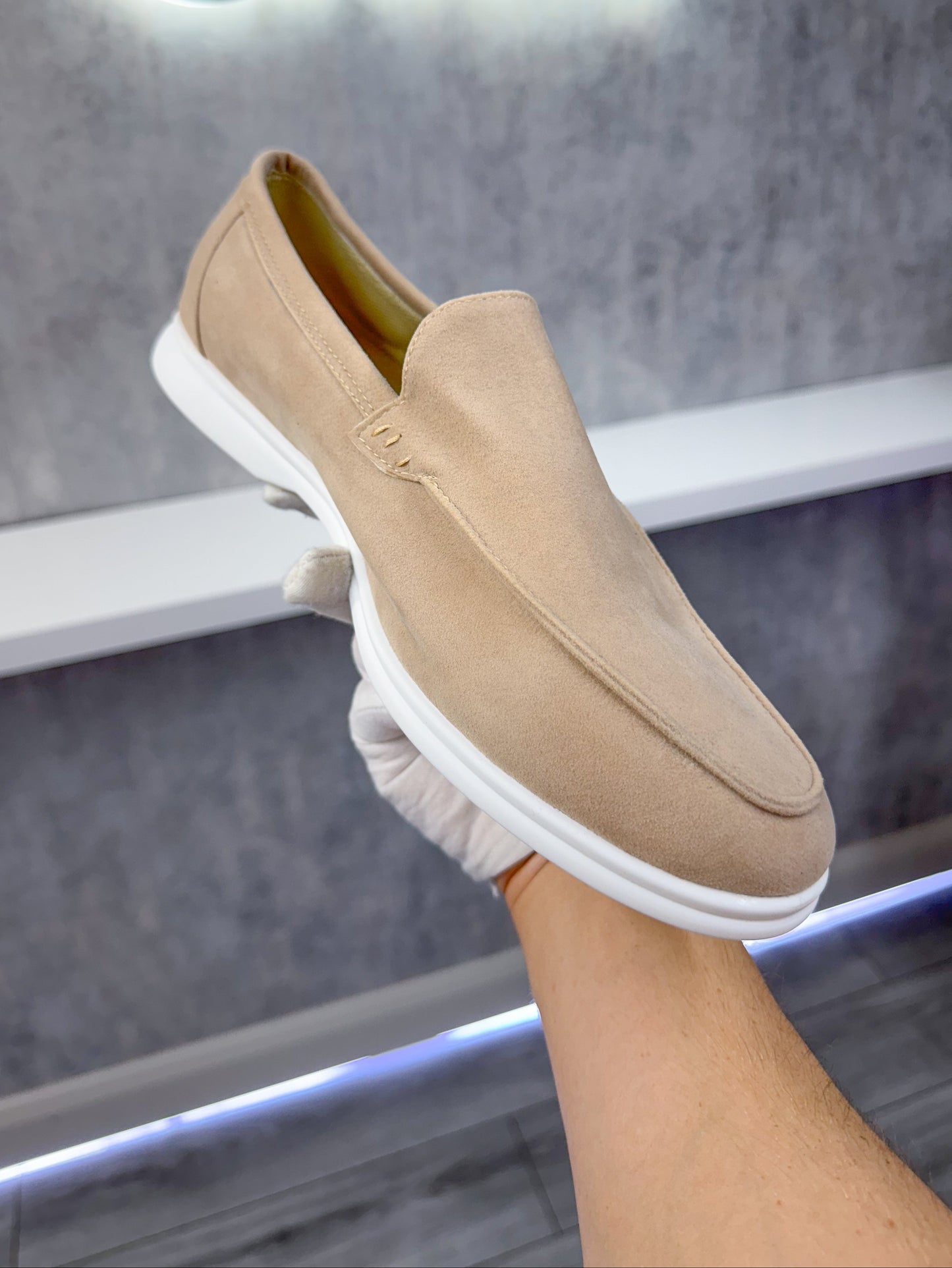 Kenneth - Mocassini Uomo Beige Eleganti Stile Promenade