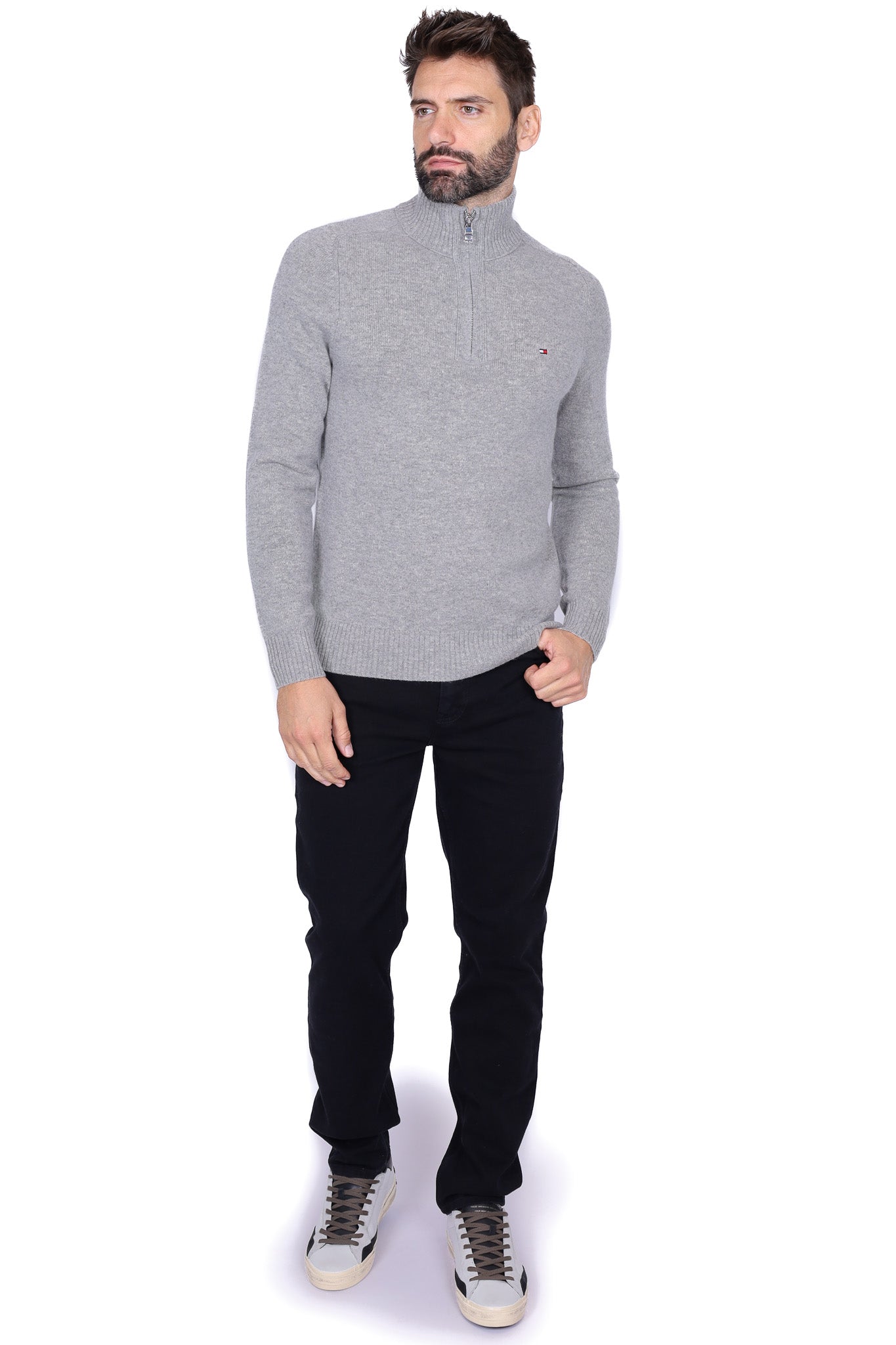 Kyril - Maglia Uomo Collo Alto Zip Grigio