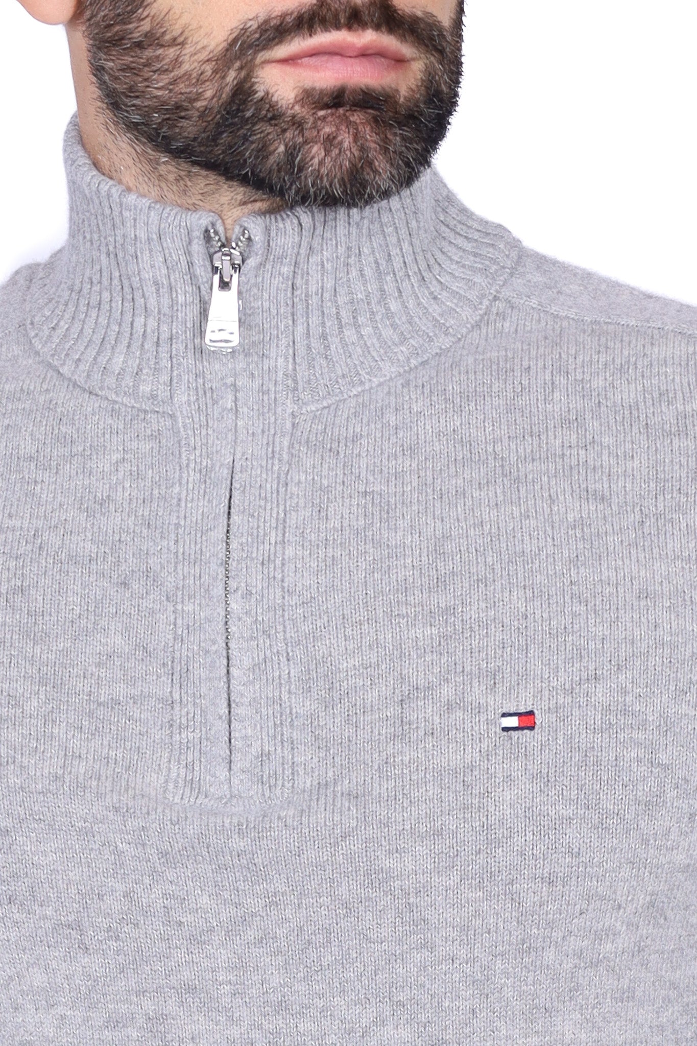 Kyril - Maglia Uomo Collo Alto Zip Grigio