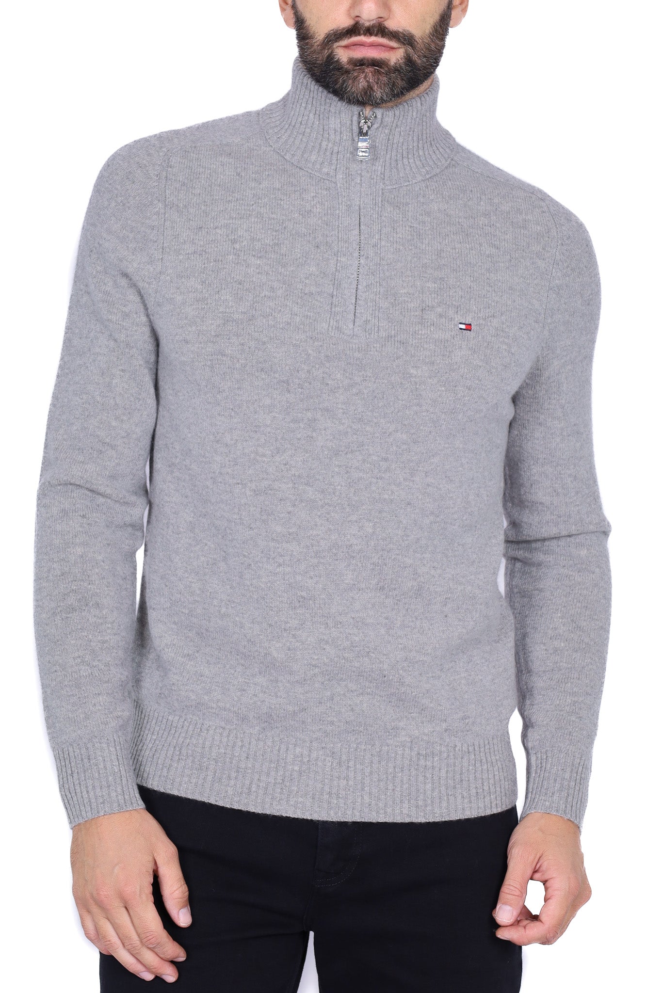 Kyril - Maglia Uomo Collo Alto Zip Grigio
