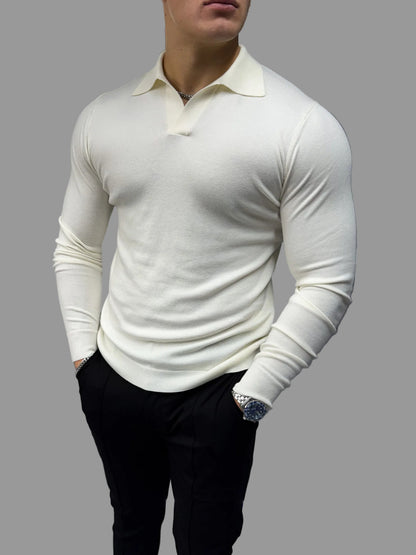 Julian - Polo Uomo Manica Lunga Beige Elegante