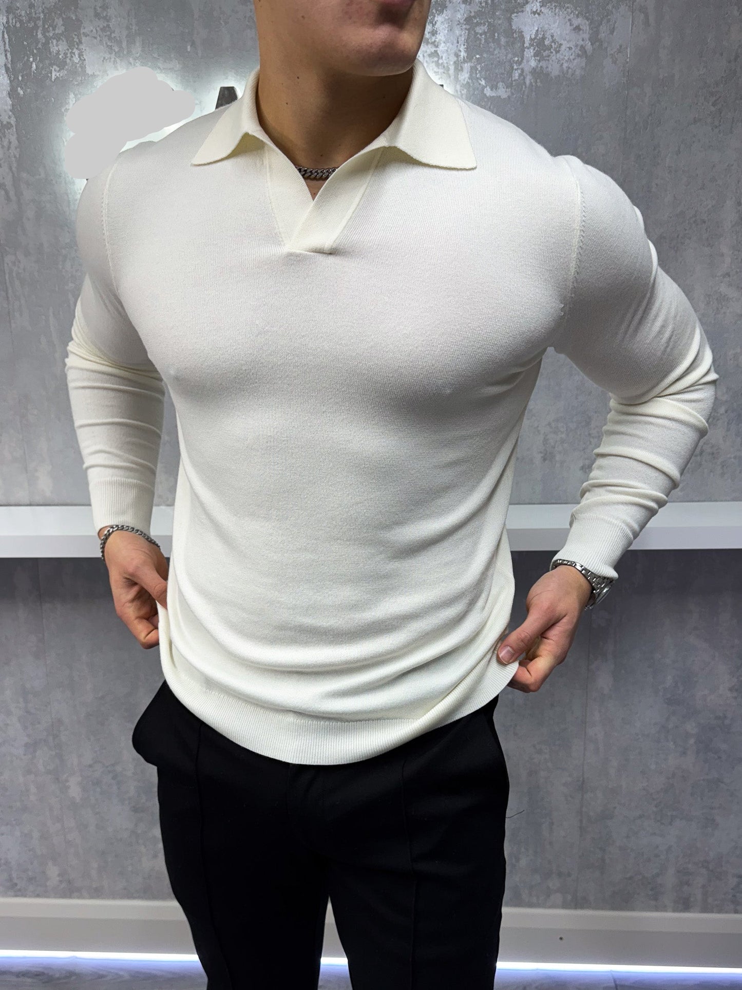Julian - Polo Uomo Manica Lunga Beige Elegante