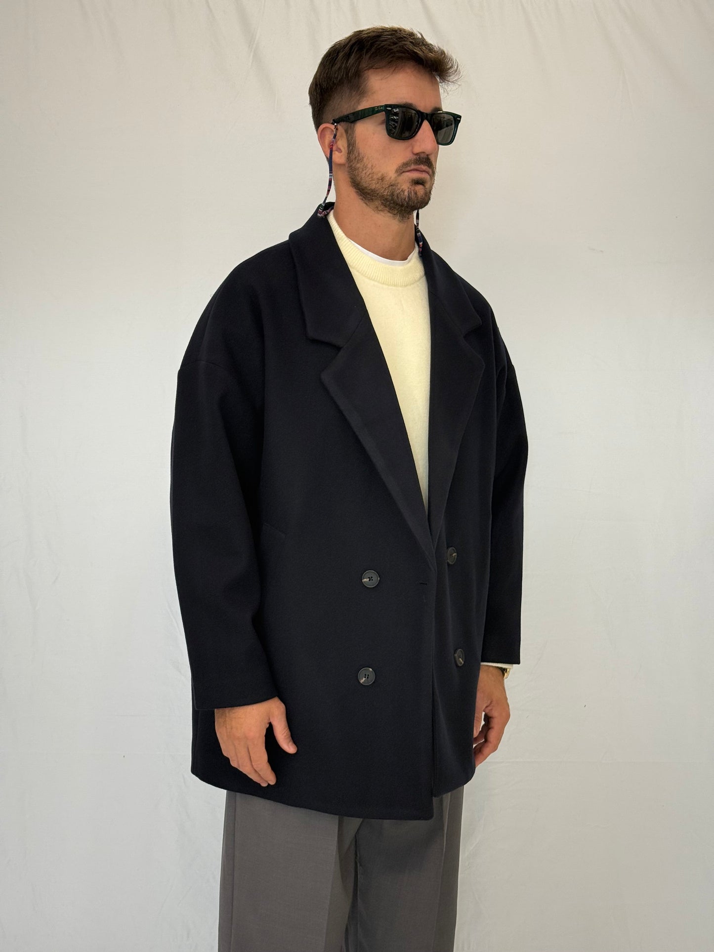 Rodomiro - Cappotto Over Blu Elegante Invernale Uomo