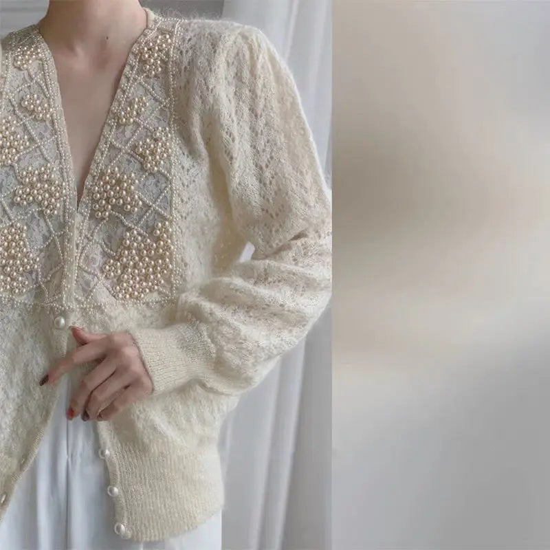 Flaviana - Maglione elegante con bottoni di madreperla