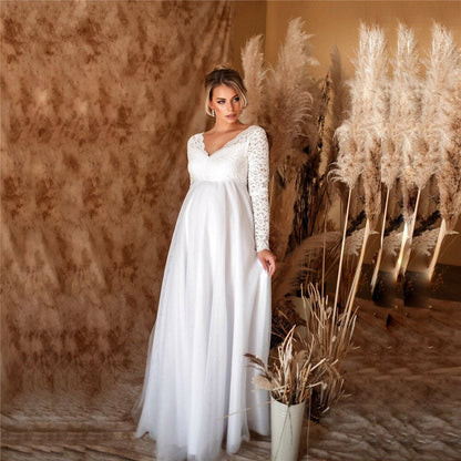 Elaina – Abito Premaman Lungo in Pizzo Elegante