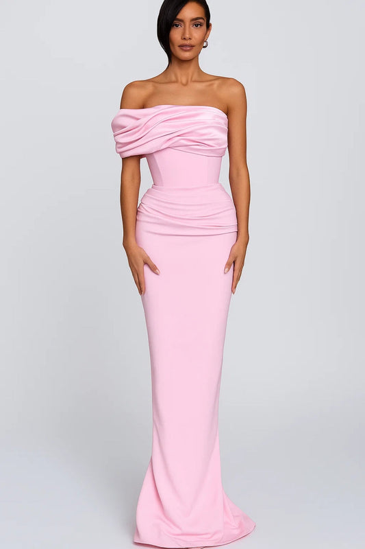 Ilarina - Abito Lungo Rosa Cipria con Spalle Scoperte Rosa